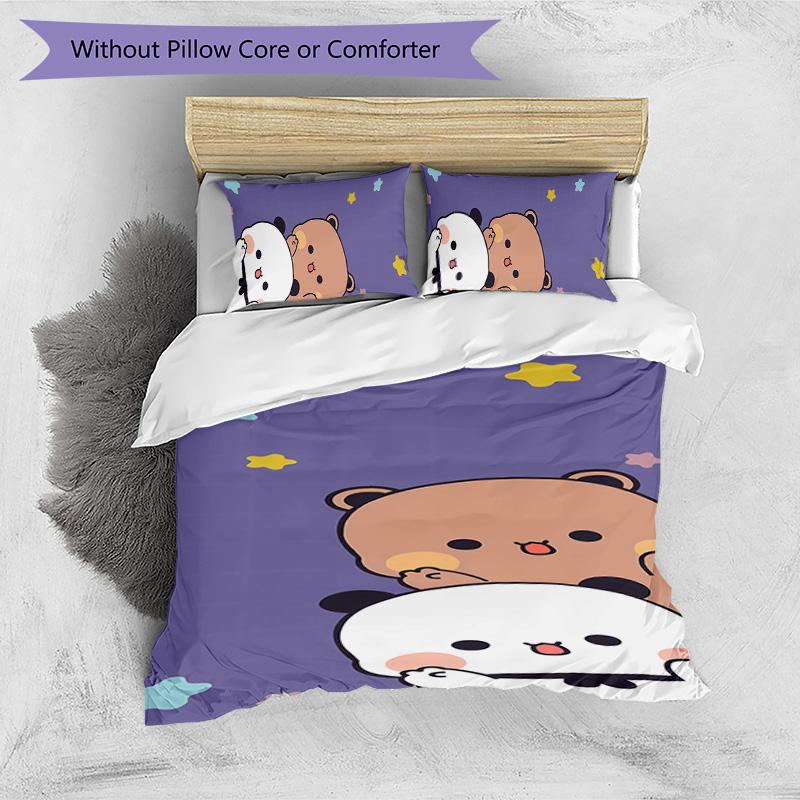 dudu bubu Printed 3PCS Bedding Set Soft Breathable Duvet Cover Pillowcases Set Washable Bedroom Decor Home Gift
