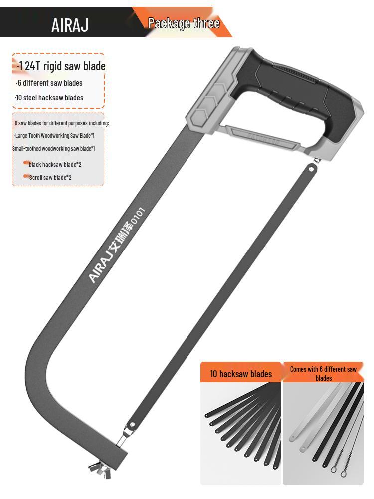 Compact Household Handheld Hacksaw with Iron Blade and Frame