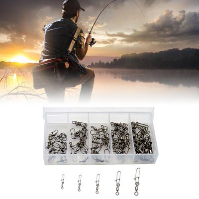 Fishing Swivels Set 50Pieces Stainless Steel Barrels Swivels Snap Fishing Tackle for Trout Catfish and Carp Fishing
