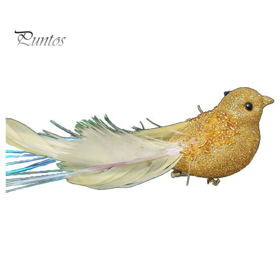 

Пташиний орнамент із блискучим пір ям, блискучий дизайн із кліпсою, ялинкова прикраса, святковий шарм для дому золотистий