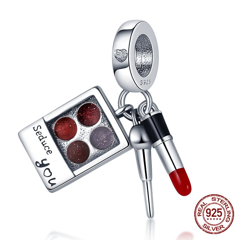 Authentic Original 100% Copper Metal High Heels Wine Glass Lipstick Charm Bead Components Compatible With Women Bracelets Do It Yourself High Quality