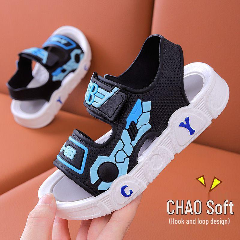 

2025 Мальчиковые нескользящие пляжные сандалии на мягкой подошве: Модная летняя обувь для маленьких и больших детей Size 36/37 (22 cm)