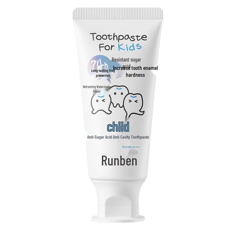 Runben Fluoride Toothpaste for Kids 3-12 Years | Anti-Cavity & Anti-Sugar Formula for Tooth Replacement Period