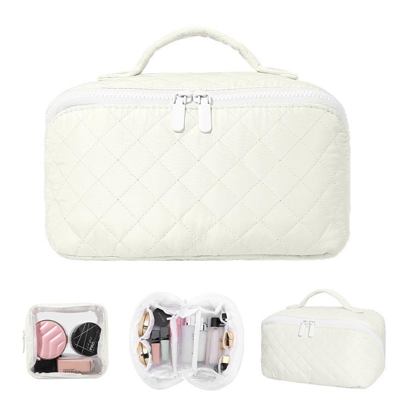 

Cosmetic Bags Large-capacity hand-held makeup brush storage bag high-end travel toiletries bag белый