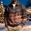 Herren Casual Pullover Sweatshirt mit Kragen und Langarm, Weihnachtsaufdruck