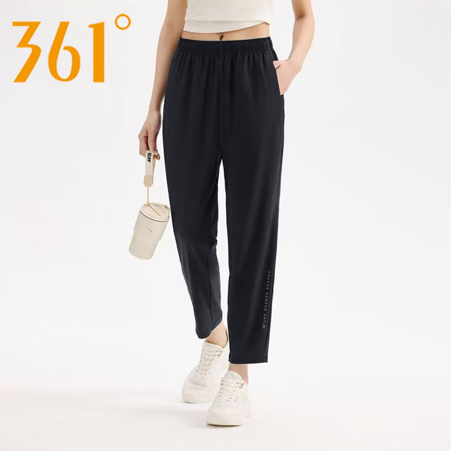361 Women s Sports Pants 2026 Summer New Woven Quick-Dry Straight-Leg Pants Casual Loose Women s Pants Open Hem Cropped Pants S
