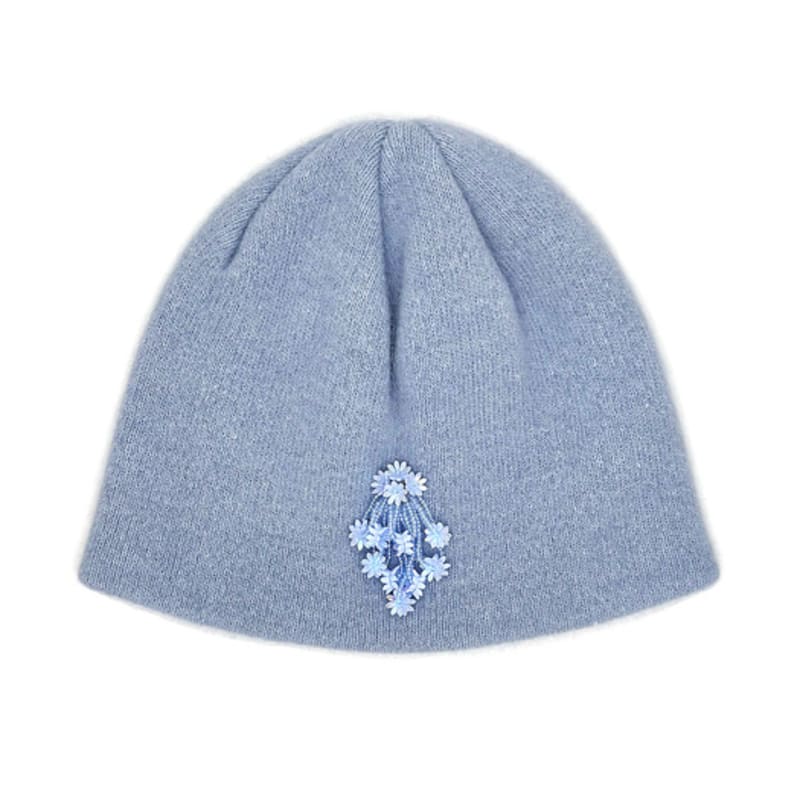 

ПОСТОРОННИЙ Вязаный берет из ангоры с бусиной-каплей [Синий] FREE