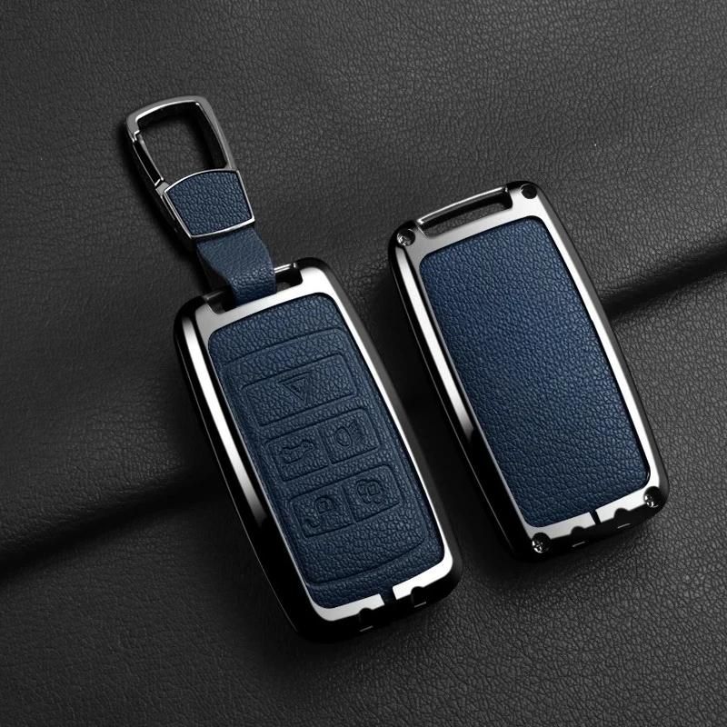 Zinc Alloy+Leather Car Key Case Cover Keychain Holder Shell For Land Rover Range Rover Sport Velar Evoque Freelander2 Discovery