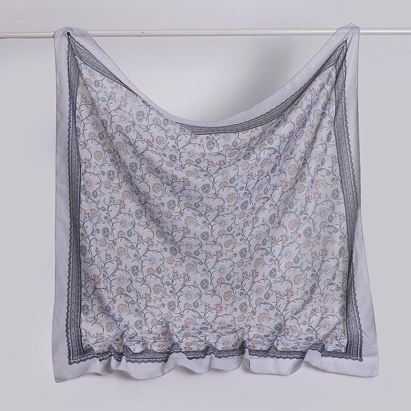 110Cm Printed Square Scarf for Woman Cotton Linen Feel Muslim Hijabs Shawls Soft Wraps Lady Neckerchief Female Handkerchief