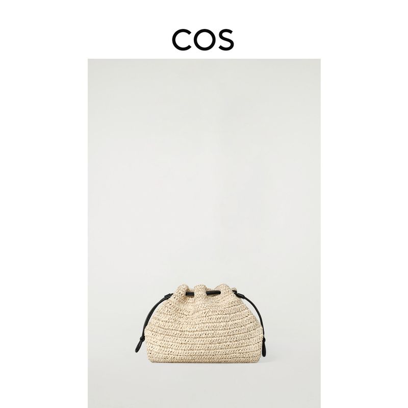

Cos Women s Straw Mini Drawstring Clutch Bag Beige 2025 Summer New 1285407001 Beige