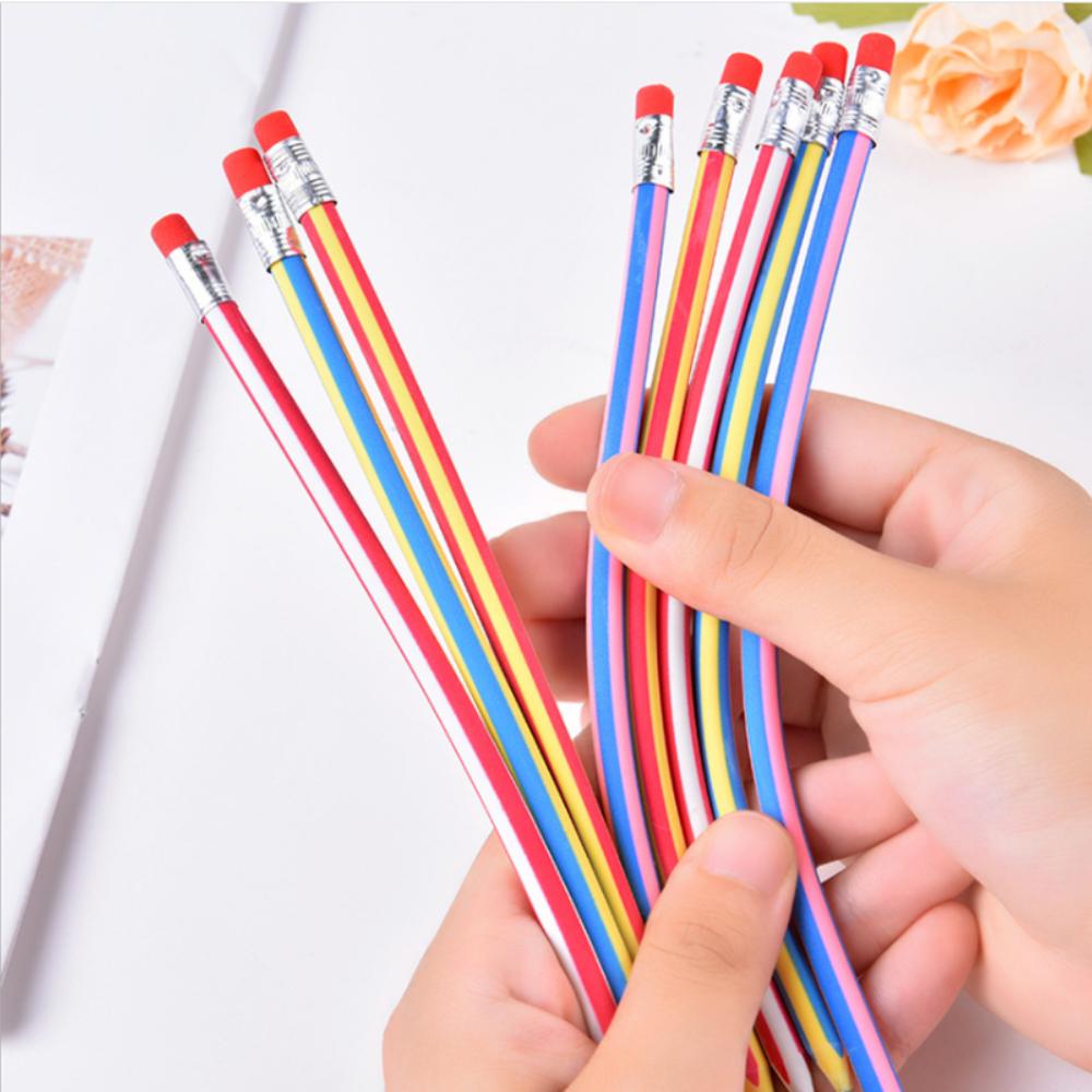 20 Pcs/lot Creative Kawaii Cute Curved Pen Color Striped Soft Pencil Toy Pen Stationery Gifts