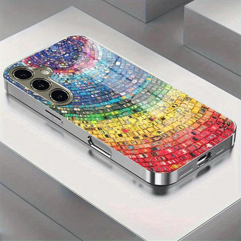 

Gold-plated tempered glass phone case, compatible Galaxy S26 S25 S24 S23 S22 Ultra Plus. Features a multi-color gradient design. For Galaxy S22 Ultra