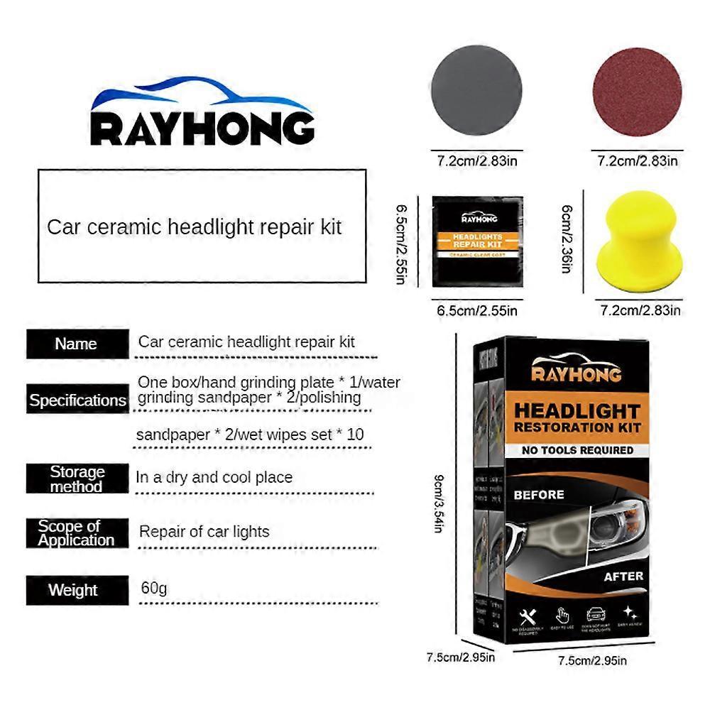 Professional Headlight Restoration Kit DIY Headlamp Brightener Car Care Repair kit Head Lense Clean