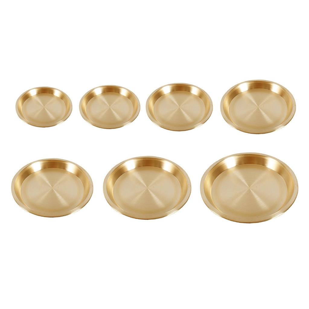 Nordic Style Brass Tray Round Tableware Organizer Decorative Dinnerware Steak Tray for Hotel Restaurant