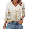 Women's V Neck 3/4 Sleeve Tops Casual T Shirts Basic Summer Tees Loose Fit Fall Pullover Tunic