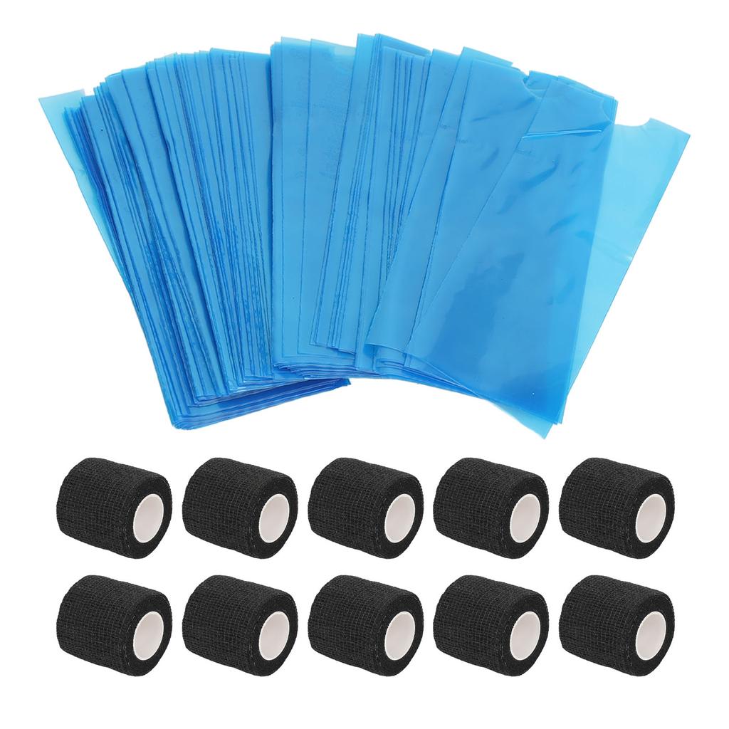 10KS Bandáže na tetovací pero Protiskluzové 200KS Sáčky na tetovací strojek Kryty gripu Černé