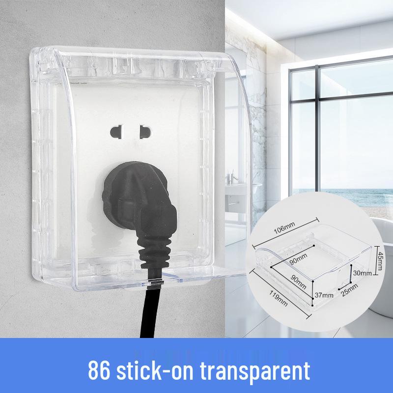 86 Type Transparent Self-Adhesive Waterproof Socket Cover for Bathroom Switches