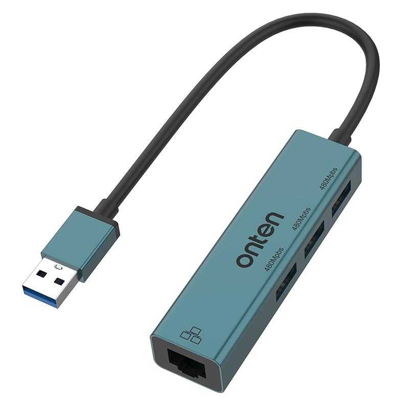 

ONTEN 5226 4 in 1 USB Hub 100Mbps Network Card Ethernet Adapter 3 Port USB 2.0 Extension Dock A