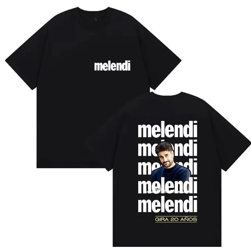 Rapper Melendi Tour 2025 Album Merch T Shirts Men's Vintage Gothic Oversized Cotton T-shirt Plus Size Streetwear Cotton Hip Hop