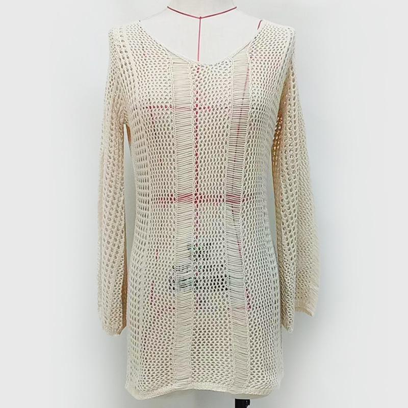 Europäisch-Amerikanischer Gehäkelter Sonnenschutz Bikini Überwurf - Sexy Lockerer Pullover Strandbekleidung.