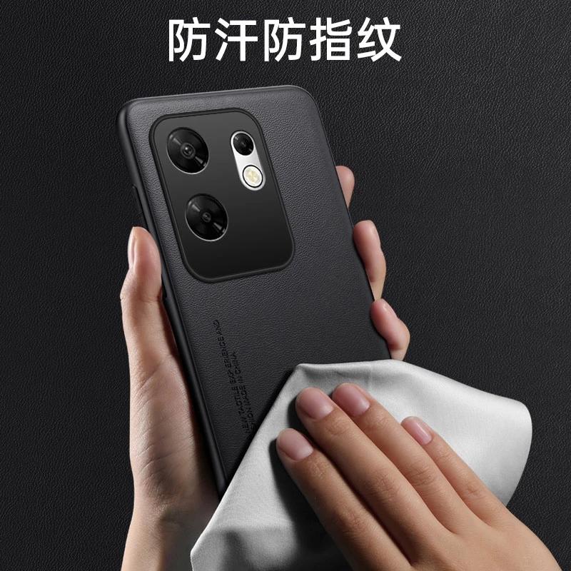 For Infinix Zero 30 4G Plain PU Leather Phone Case For Infinix Zero 40 5G Matte Cover Silicone Shockproof Soft Edge Back Cover