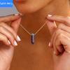 Natural crystal colorful fluorite double pointed column pendant necklace women's stainless steel clavicle chain