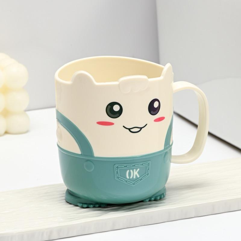 Милый мультяшный стаканчик для зубной щетки, пластиковый стаканчик для ополаскивателя для рта, круглый бытовой стаканчик с ручкой, стаканчик для зубной щетки 301-400ml синий