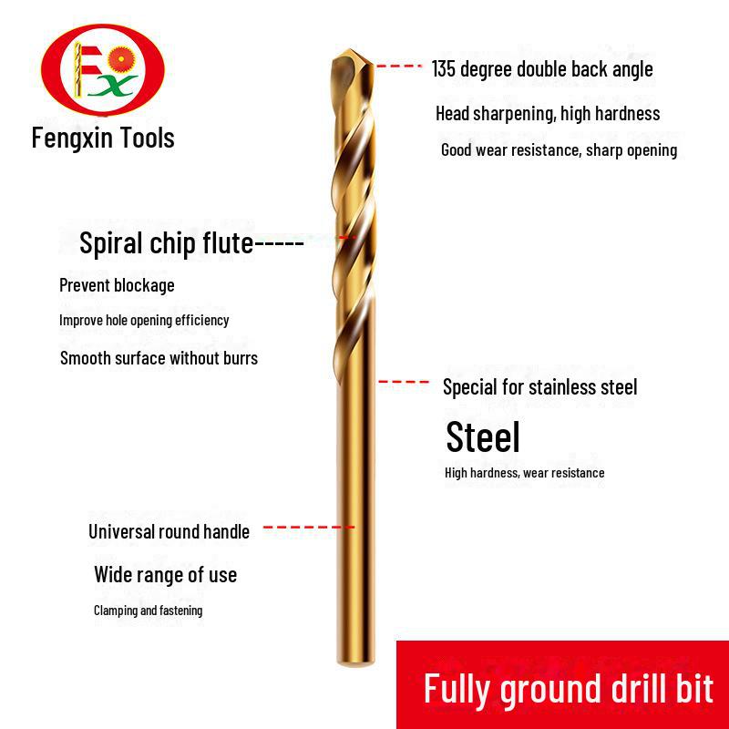 Super Hard 304 Stainless Steel Twist Drill Bit with Straight Shank