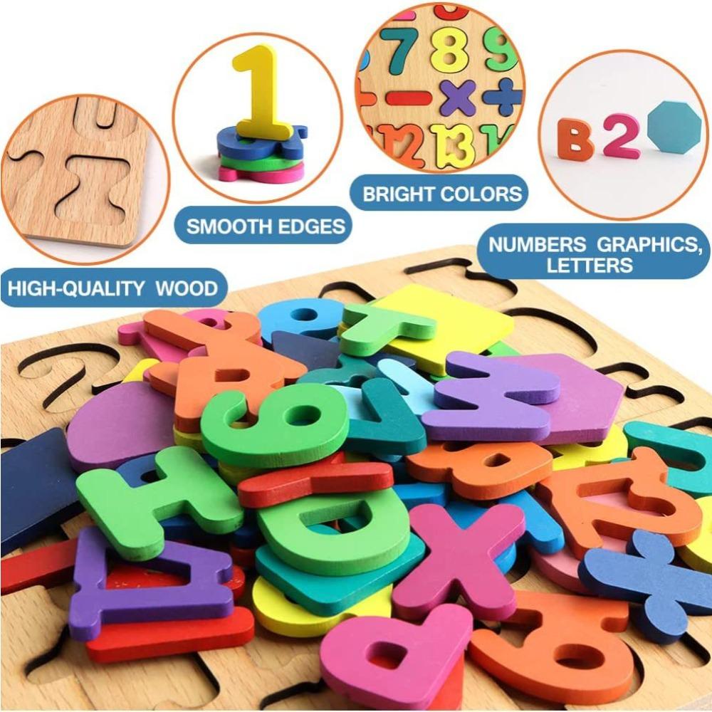 Wooden Puzzle Toddler Wooden Puzzle Early Education Alphanumeric Shape Puzzle Toddler Learning Puzzle Toy