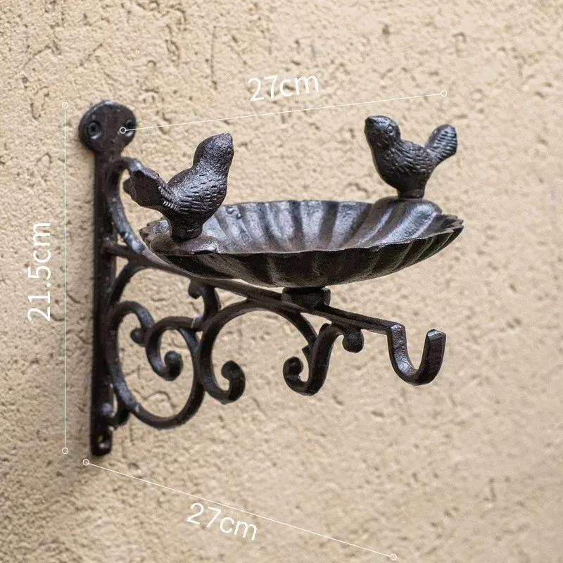 Retro Cast Iron Crafts Cast Iron Bird Feeding Basin Wall Decoration European Classical Nostalgic Style Courtyard Wall Hanging