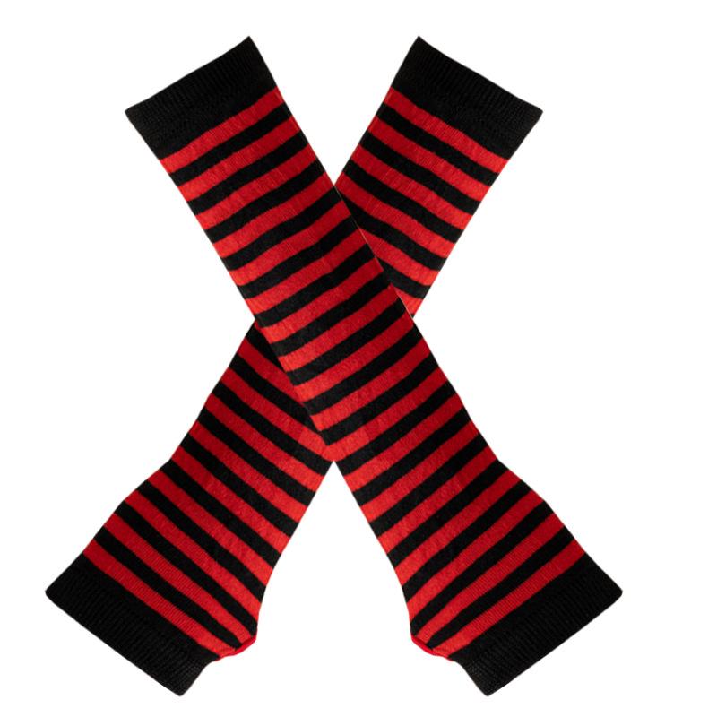 Koreaanse Stijl Zwart-Wit Gestreept Unisex Vingerloze Lange Mouwen Kerst Cosplay Cover