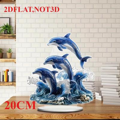 Roztomilý delfín, 2D plochý akryl, stolní dekorace, ozdoby, vhodné do kanceláře, obývacího pokoje, dárky, Vánoce, Halloween