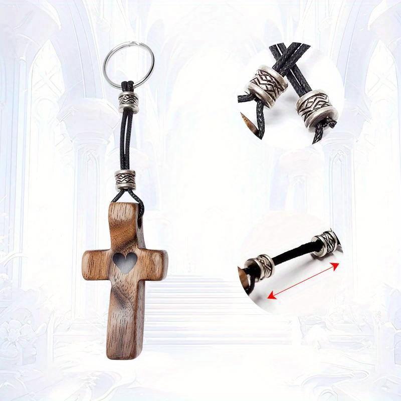 A Wonderful Present for The Holidays - Guardian Love Keychain Additions Pendant, a Unique Wooden Cross Keychain