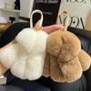 Luxurious Furry Rex Rabbit Fur Plush Pendant - Cute Bag or Car Key Accessory Gift