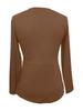 European & American 2025 Autumn/Winter Women's Solid Color Long Sleeve V-Neck T-Shirt
