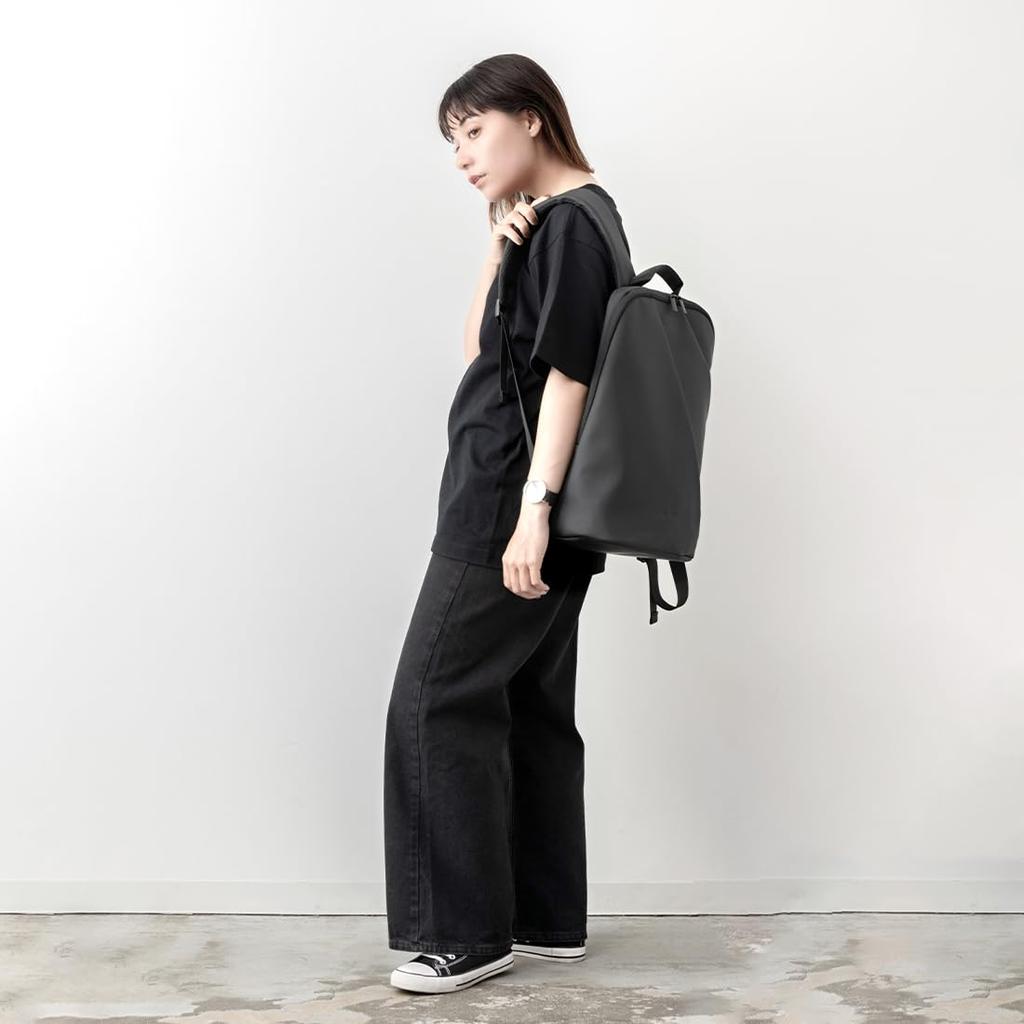 KLON Matte Coated Rucksack - Wav Black, a Lightweight, Waterproof, Slim Business Backpack for Men and Women, Perfect for Commuting or Office Wear.