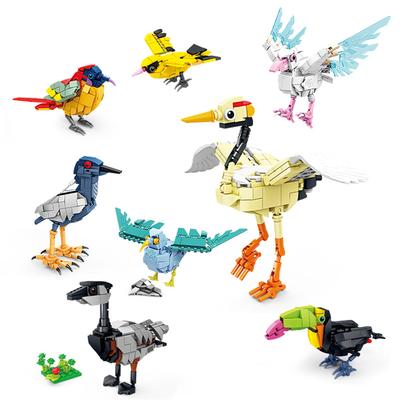 Cartoon Tier Bausteine Pfau Kran Krähe Möwe Pirol Montage Pädagogisches Puzzle Eltern-Kind Interaktives Spielzeug