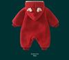 Fleece-Lined Quilted Red Baby Romper - Winter Outerwear for New Year Greetings