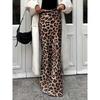 Western Style Summer Satin Leopard Print Skirt Retro Fishtail Skirt Satin Leopard Print Skirt