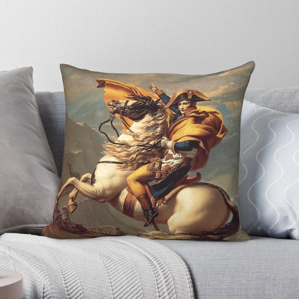 Napoleon Crossing The Alps Square Pillowcase Polyester Linen Velvet Printed Zip Decorative Home Cushion Cover