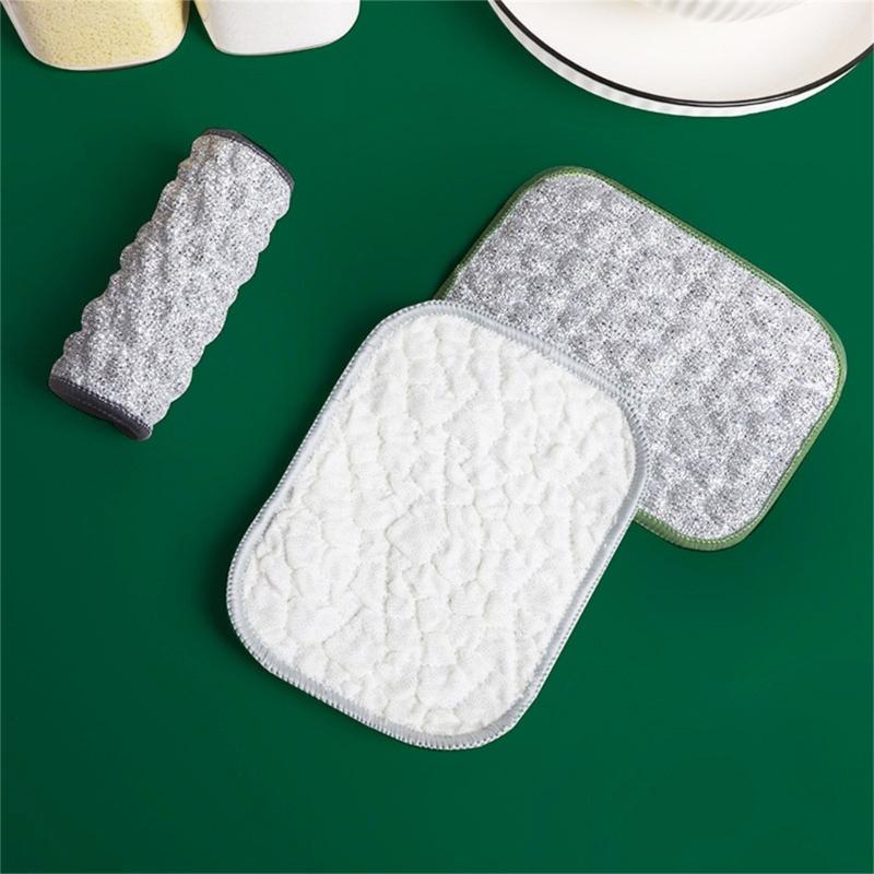 10PCS Reusable Dish Cleaning Cloth AntiScratch Oil Resistant Double Sided Scrubber for Kitchen Utensil Cookware