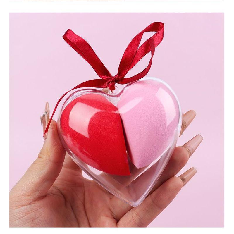 ZOREYA - Set of 2: Heart Makeup Blender Beauty Sponge with Case