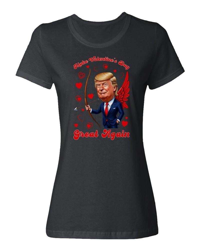 Make Valentines Day Great Again Trump Cupid Funny Ladies039 Crewneck T-Shirt