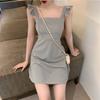 Summer new fashion small fresh slim and thin sexy backless dress wooden ear edge suspender skirt