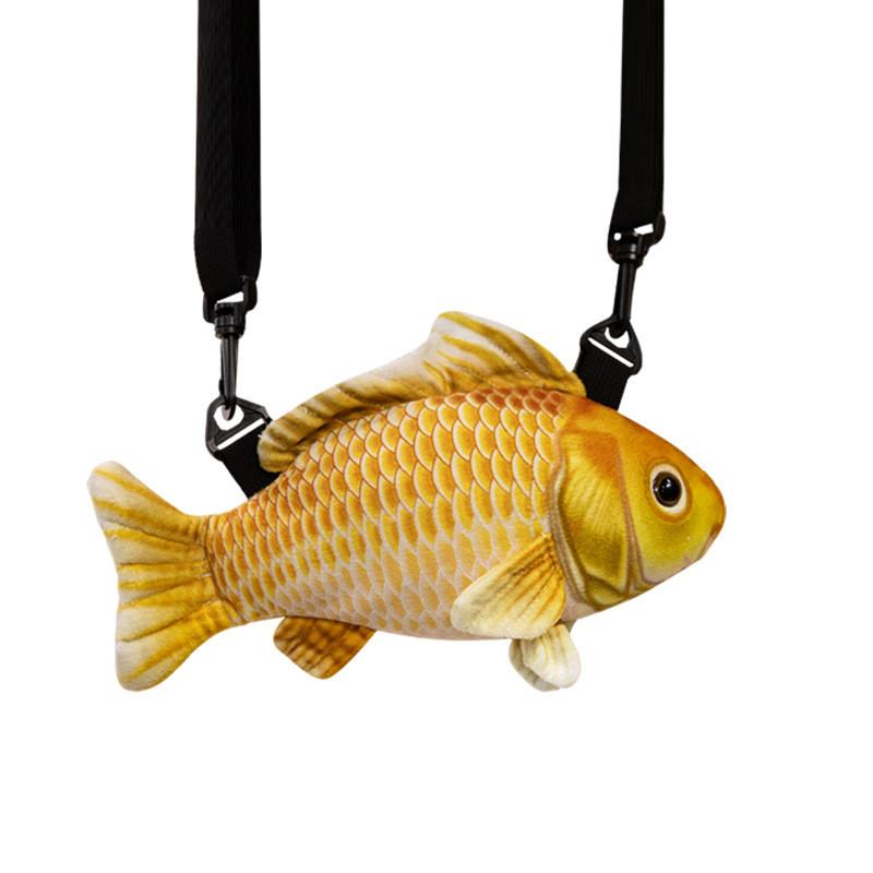 Simulated Koi And Crucian Carp Plush Toy Crossbody Bag For Kids And Teens Soft Polyester Material