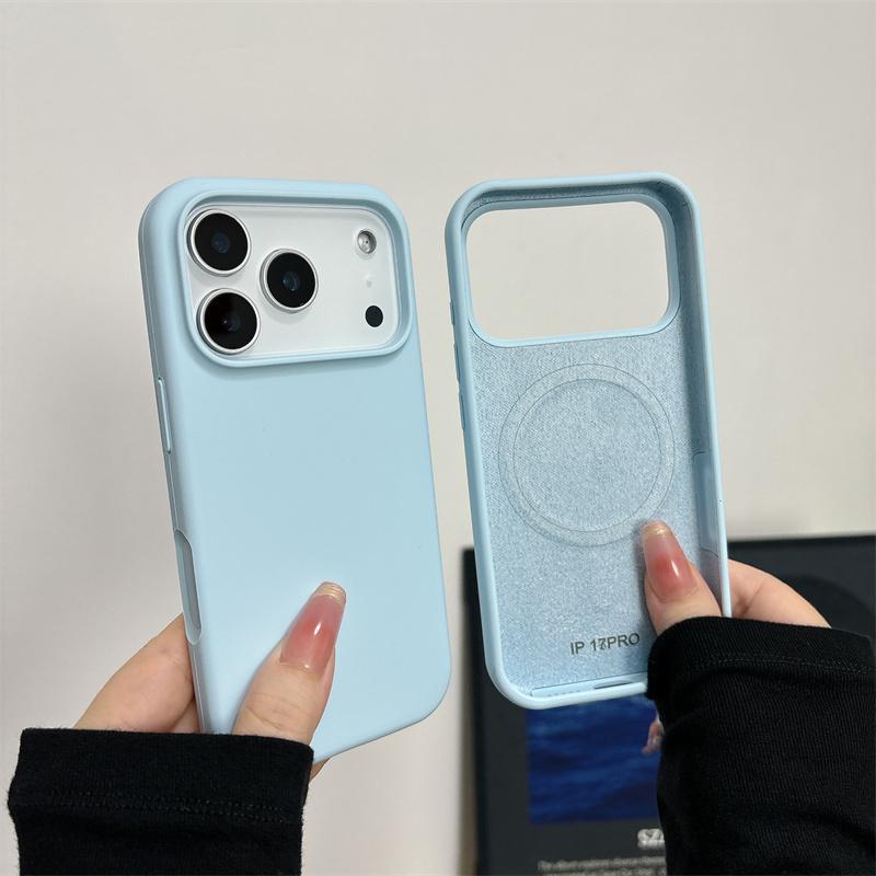 Magnetic Liquid Silicone Case for For Iphone 17 Air 16 1 14 Plus 13 12 Pro Max For Big Camera Hole Cover Shockproof Cover