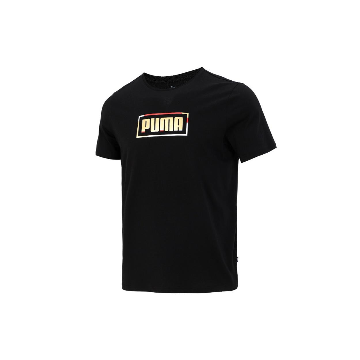 PUMA Contrasting Colors Logo Printing Round Neck Short Sleeve Black Men s 847720-01 L