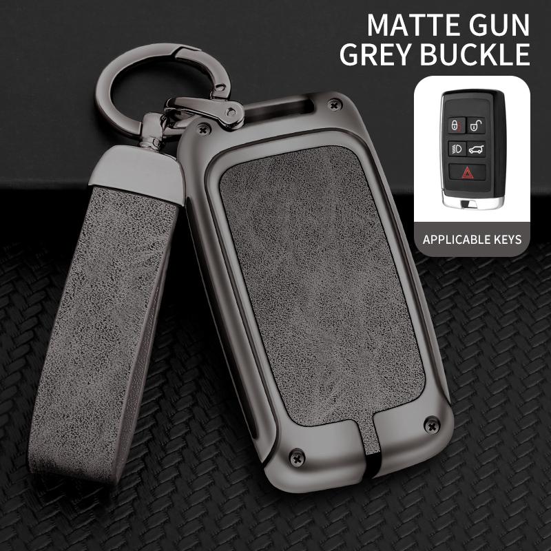 

Металлический кожаный чехол для автомобильного ключа для Land Rover Range Rover Discovery 5 Sport 2018 2019 для Jaguar XEL E-PACE 2019 Аксессуары серый