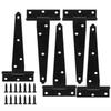 3/4/6inch Door Hinges Heavy Duty Metal T Shaped Door Hinges with Screws Rustproof Gate Strap Hinges