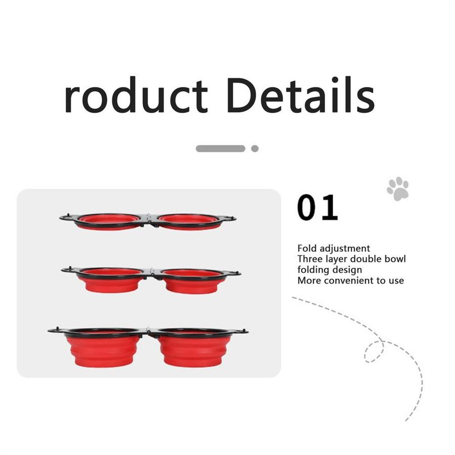 2 In 1 Dog Bowl Portable Foldable Pet Double Bowl Collapsible Silicone Water Bowls For Dog Outdoor Travel Puppy Food Container Water Bottle Camping